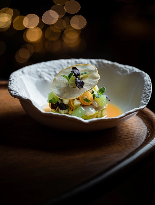 Refreshing appetizer to celebrate a birthday at the Dans le Noir ? restaurant